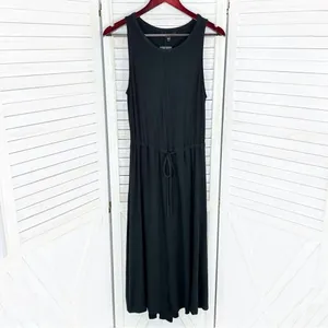The Limited Signature Drawstring Waist Midi Sundress‎ Black Medium Knit thumbnail 8
