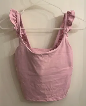 Blogilates Ruffle Workout Top Pink Size XS thumbnail 1