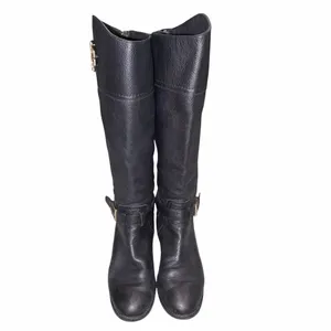 Tory Burch Black Pebbled Leather Teresa Tall Riding Boots Shoes 6 thumbnail 4