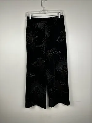 Disturbia‎ Adelina Foil Print Velour Wide Leg Trousers Women’s Sz 6 thumbnail 2