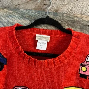 Coldwater Creek Red Christmas Tree Car‎ Sweater Size Small thumbnail 9