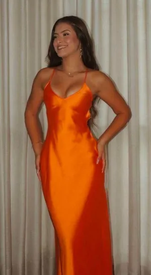 Zara dress maxi midi hot orange satin effect wedding party cocktail thumbnail 2