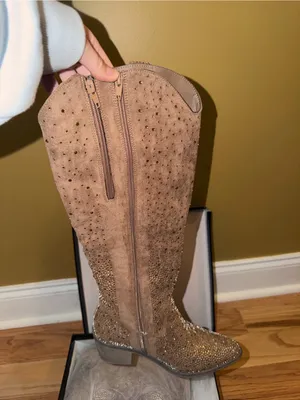 Pierre dumas Women's Tall beaded Western Boots - Taupe thumbnail 5