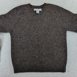 Vtg Pandemonium Womens Brown 100% Wool V-Neck Long Sleeve Sweater Medium thumbnail 3