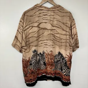 Teddi Rayon Safari Zebra Print Women’s Button Down Shirt Brown and Black Size XL thumbnail 6
