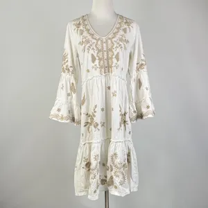 NWOT JOHNNY WAS Floral Embroidered Cotton V-Neck Knee-length Dress Size S thumbnail 2