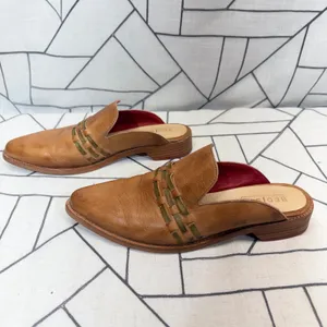 Bed Stu Mules 38 Tan Woven Leather Pointed Toe‎ Slides Low Heel thumbnail 6