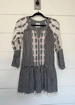 Area Stars Women’s Small Whimsigoth Black White Gingham Prairie Dress Cottagecor thumbnail 1