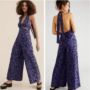 Free People Kira Cutout Jumpsuit - Green Blue thumbnail 3