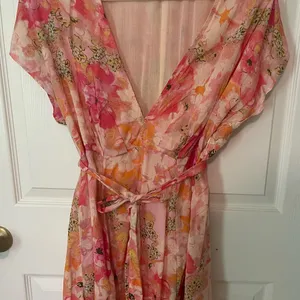 Free People Floral Pink and Orange Dress thumbnail 1