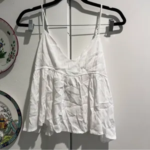 Brandy Melville White Crop Tank Blouse Back Tie thumbnail 3