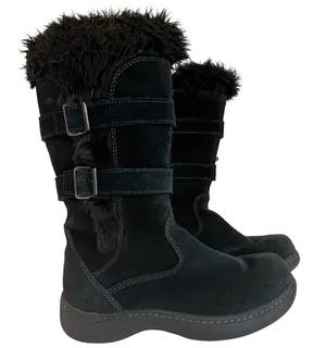 L.L. Bean TEK2.5 Waterproof 7.5 Winter Boots Womens Zip Black Suede Buckle Strap thumbnail 1