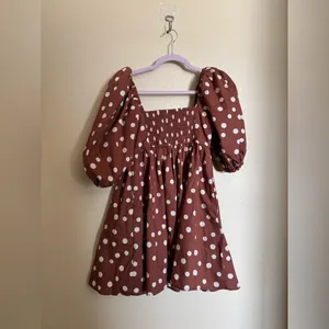 Abercrombie & Fitch Brown Polka Dot Emerson Puff Sleeve Mini Dress Sz Small‎ NEW thumbnail 5