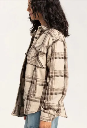 RSQ Womens Tonal Woven Plaid Shacket thumbnail 3