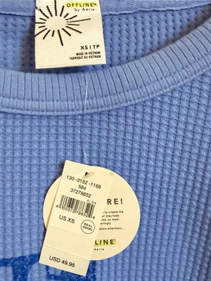Offline by Aerie NWT Takes Two to Tango Oversized Waffle Thermal Top Blue XS thumbnail 5