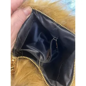 Faux Fur Shoulder Crossbody Bag Brown Gold Chain Cozy Winter Plush Handbag Purse thumbnail 11