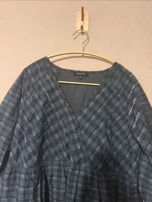 Madewell‎ Marianna Puff-Sleeve Mini Dress in Plaid Size Medium thumbnail 6