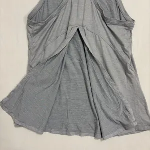Yogalicious Tank Top Women M Gray Split Tie Back Racerback Workout‎ Yoga Running thumbnail 3