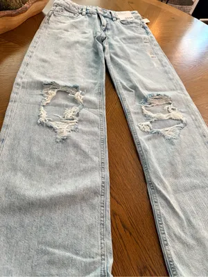 Aeropostale light wash distressed low rise wide leg jeans 000R thumbnail 7