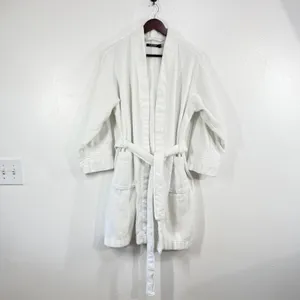 Lauren Ralph Lauren Terry Cloth Robe Women Large White Cotton Belted Spa Classic thumbnail 2