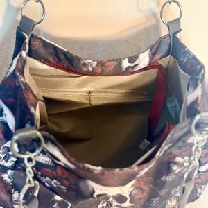 Gothic Edgy Black Skull & Red Floral Tote with Dual Straps thumbnail 5