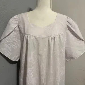 Fashion F&K Light Pink Tropical Floral‎ Muumuu Dress XL Puff Sleeve Night Gown thumbnail 5