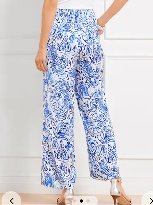 Talbots Satin Wide Leg Silky Pants in Floral Painted Paisley W2387 Plus Size 1X thumbnail 3