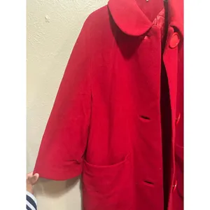 Vintage Red Wool Coat‎ Size 10 Mod 60s Style Above Knee Length thumbnail 8