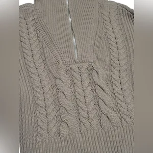 Abercrombie & Fitch V-Neck Sweater Collared Pullover Cable Knit Beige Size:M thumbnail 9