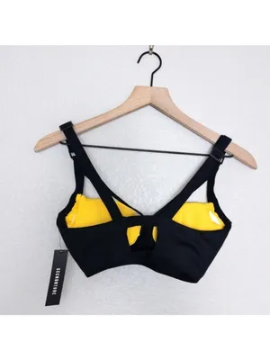 BUNDLE [SET] NWT Secnd Nture Cut Out Sports Bra XS Yellow Black Classic Legging thumbnail 13