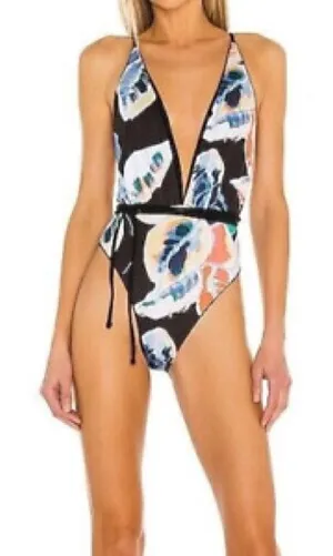 Maaji Evening Ambiance‎ Reversible Safari Plunge Neck One-Piece Swimsuit- New thumbnail 1