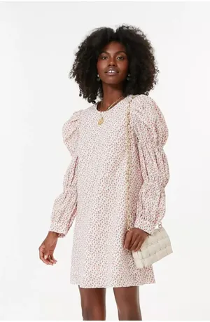 NWT Tuckernuck Hyacinth House Clemons Mini Textured Floral Puff Sleeve Dress S thumbnail 1