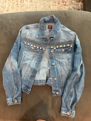Boom Boom Jeans Light Blue Denim Jacket with Embroidered Trim thumbnail 1