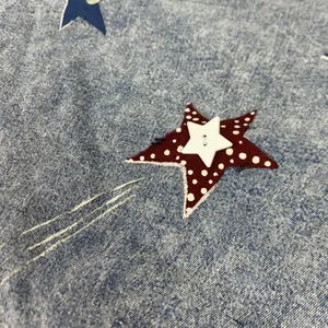 Vintage Angel Stars Denim Shirt Womens Large Blue‎ Applique Buttons 90s thumbnail 10