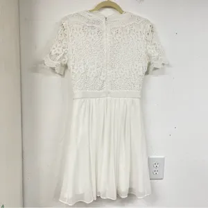 Lulus White Lace Short Sleeve Fit & Flare Mini Dress Womens S Bridal Formal thumbnail 10