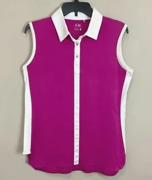Nivo Purple Sleeveless Golf Polo Snap Front Ladies Sz Med Collared Shirt Top thumbnail 1