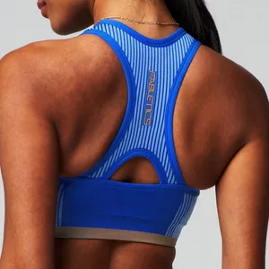 Fabletics Seamless Fusion Low Impact Bra Blue/Gold thumbnail 2
