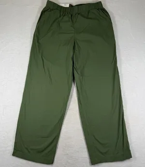 Uniqlo Olive Green Cotton Wide Leg Relaxed Elastic Waist Pants 272-482243 M thumbnail 1