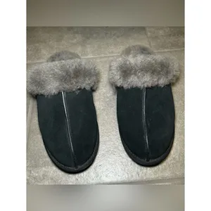 UGG Scuffette II Black Gray Suede Fur Lined Slip On Slippers Womens Shoe Size 10 thumbnail 4