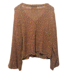 Judith‎ March Women Sweater M Brown Multicolor Popcorn Knit Boho Retro Y2K Indie thumbnail 2