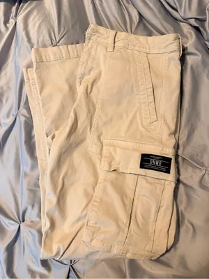 Zara Beige Cargo Ankle Pants with Utility Pockets thumbnail 1