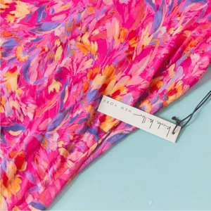 NEW Nicole Miller NY Hot Pink Floral Print Sleeveless Maxi Shift Dress Size XL thumbnail 5