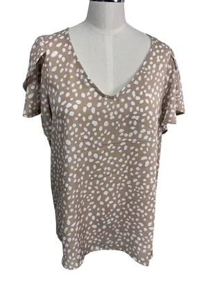 Vine & Love Polka Dot‎ Flutter Sleeve Boho Cottagecore Blouse USA Made Women's M thumbnail 1