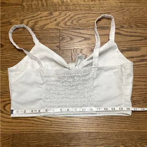 Universal Threads Linen Blend smocked cropped top White Size Large thumbnail 3
