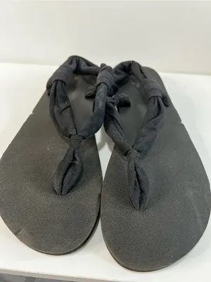 Sanuk Yoga Sling Ella Black Knotted Fabric Boho Sandals thumbnail 4