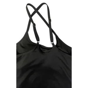 Black Athletic Exercise Dress with Built-in Romper Liner and Pockets Sleeveless‎ thumbnail 2