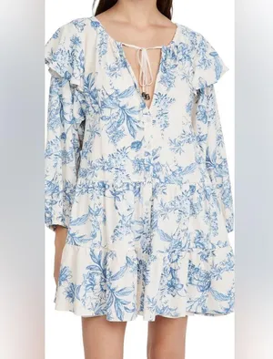 Sunbaked Swing Dress in Light Pink & Blue thumbnail 2