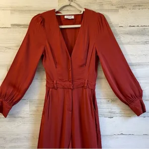 & Other Stories Flare Leg Lightweight Jumpsuit Outing Rust Red Sz 2‎ thumbnail 5