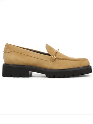 NEW Franco Sarto Women's Senna Round Toe Lug Sole Loafers Biscotti Brown Suede thumbnail 2