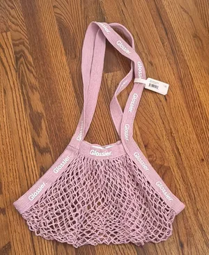 Glossier Dusty Pink Net Shopping Bag thumbnail 1